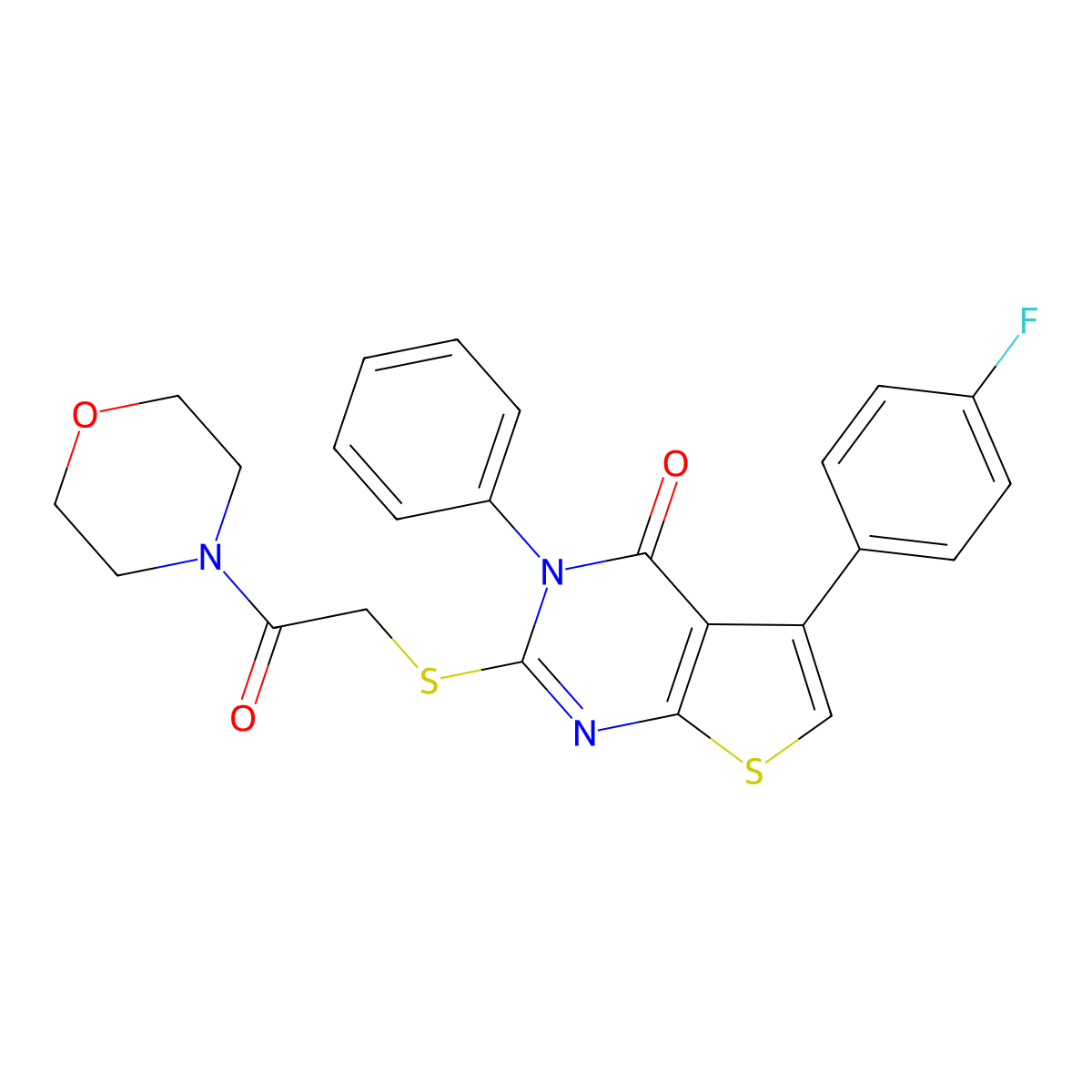 5-(4-Fluorophenyl)-2-(2-morpholin-4-yl-2-oxoethyl)sulfanyl-3-phenylthieno[2,3-d]pyrimidin-4-one molecular structure, CAS 670273-86-6