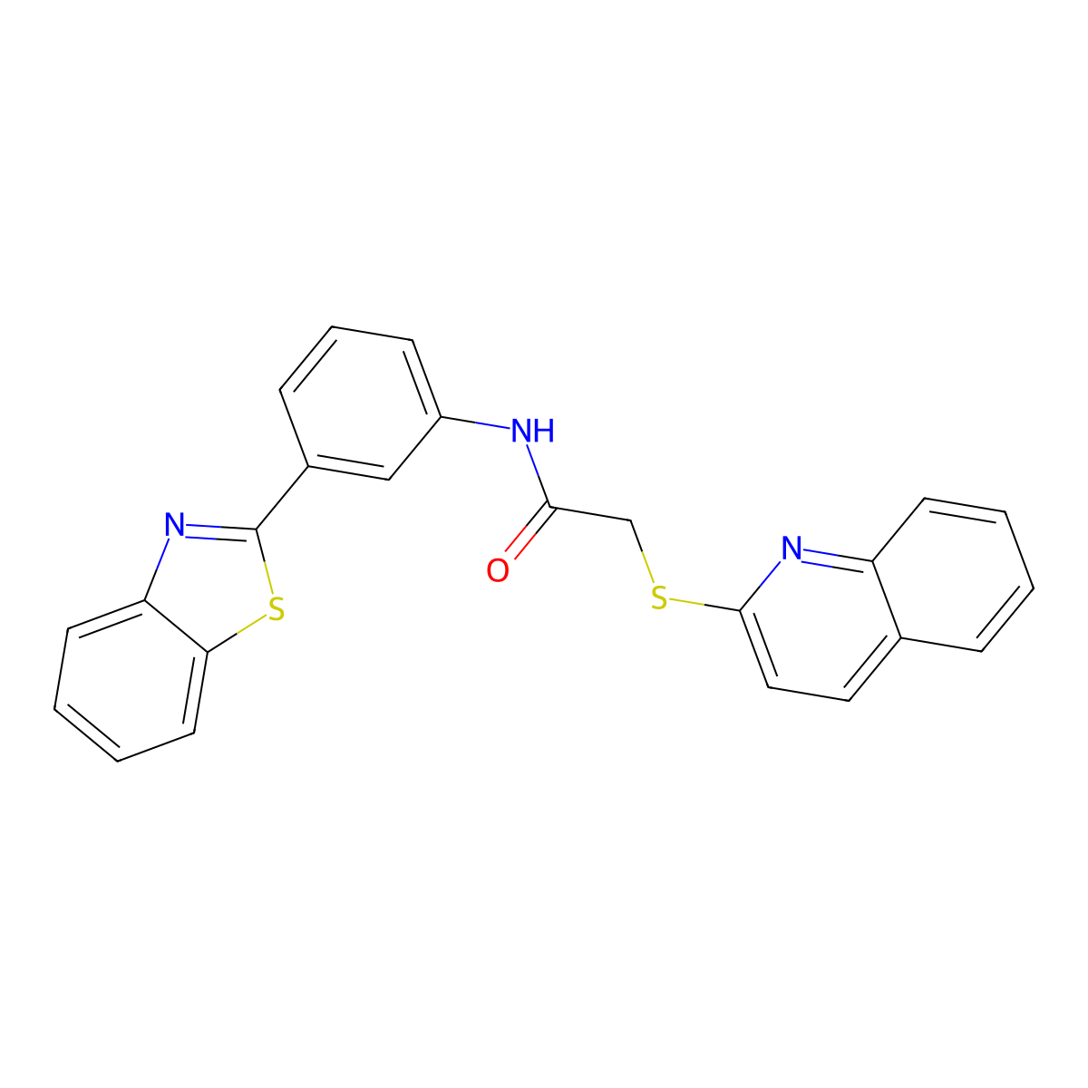 N-(3-(benzo[d]thiazol-2-yl)phenyl)-2-(quinolin-2-ylthio)acetamide molecular structure, CAS 670273-98-0