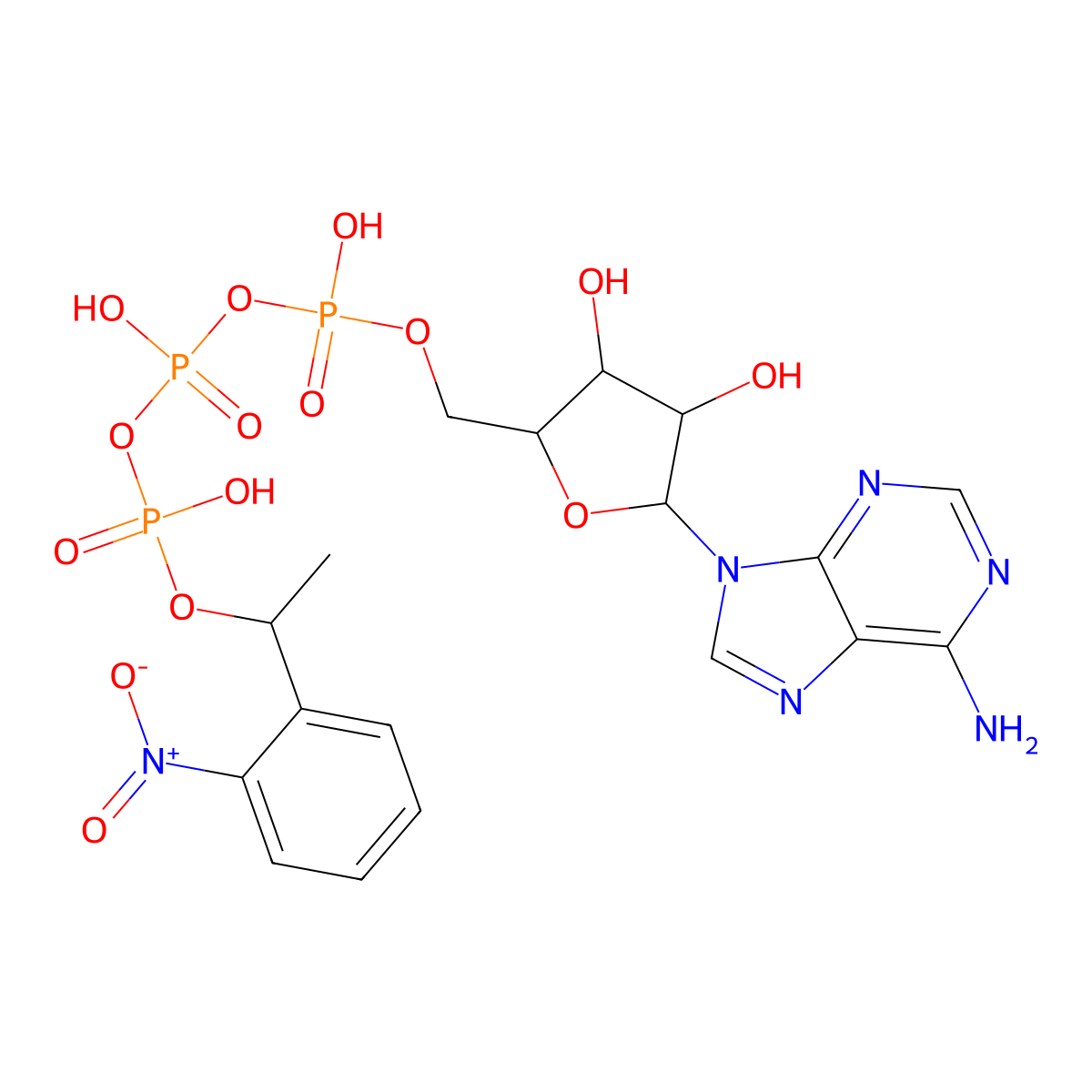 P(3)-1-(2-Nitro)phenylethyladenosine 5'-triphosphate molecular structure, CAS 67030-27-7