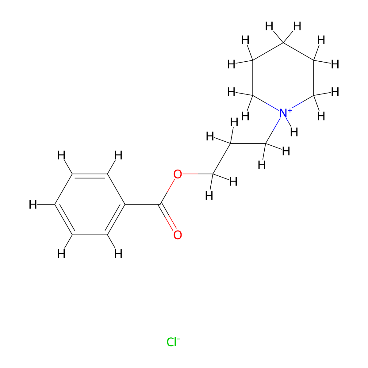 Benzoic acid, 3-(piperidino)propyl ester, hydrochloride molecular structure, CAS 67031-70-3