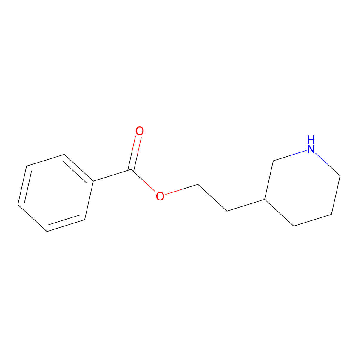 3-Piperidineethanol, 3-benzoate molecular structure, CAS 67031-72-5