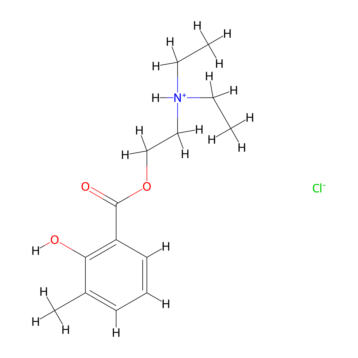 2-(Diethylamino)ethyl 2-hydroxy-3-methylbenzoate--hydrogen chloride (1/1) molecular structure, CAS 67032-04-6