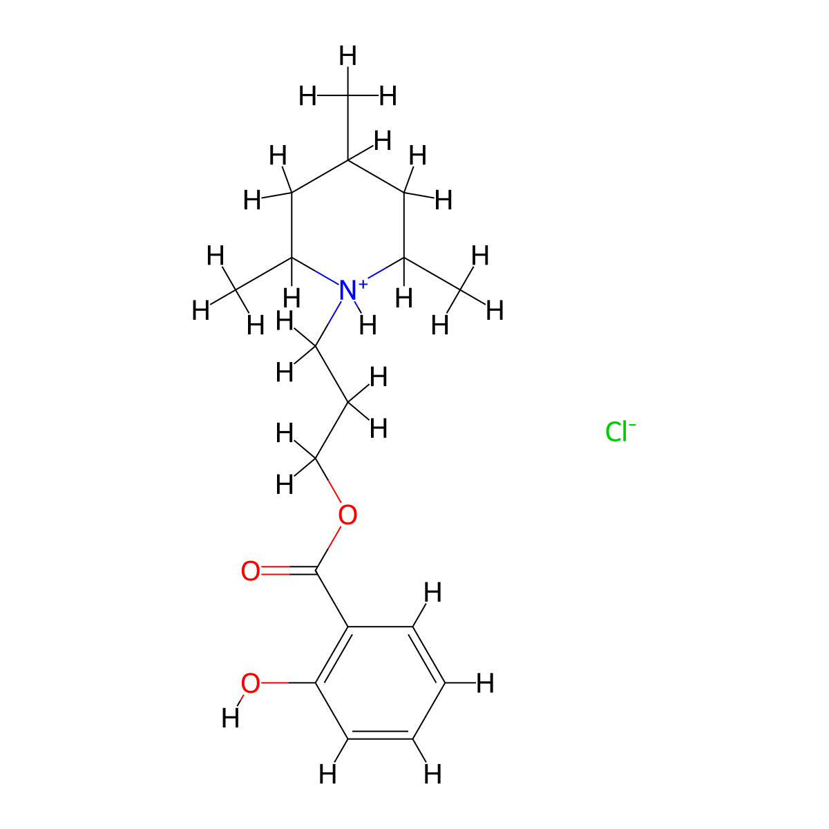 3-(2,4,6-Trimethylpiperidin-1-yl)propyl 2-hydroxybenzoate--hydrogen chloride (1/1) molecular structure, CAS 67032-07-9