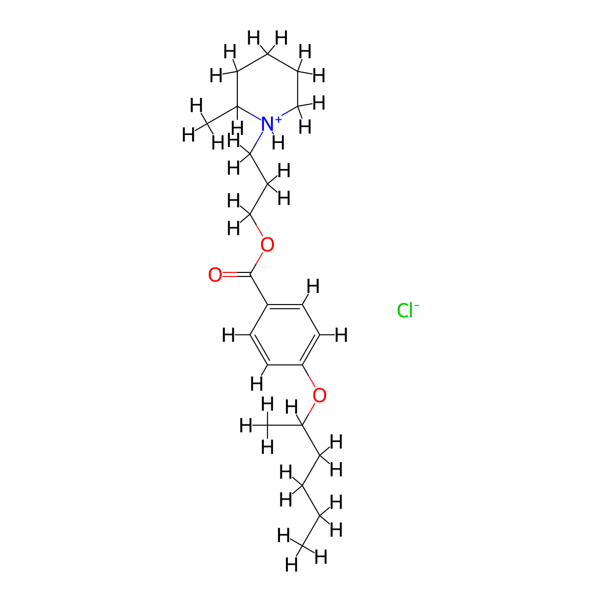 Benzoic acid, p-(1-methylpentoxy)-, 3-(2-methylpiperidino)propyl ester, hydrochloride molecular structure, CAS 67032-22-8