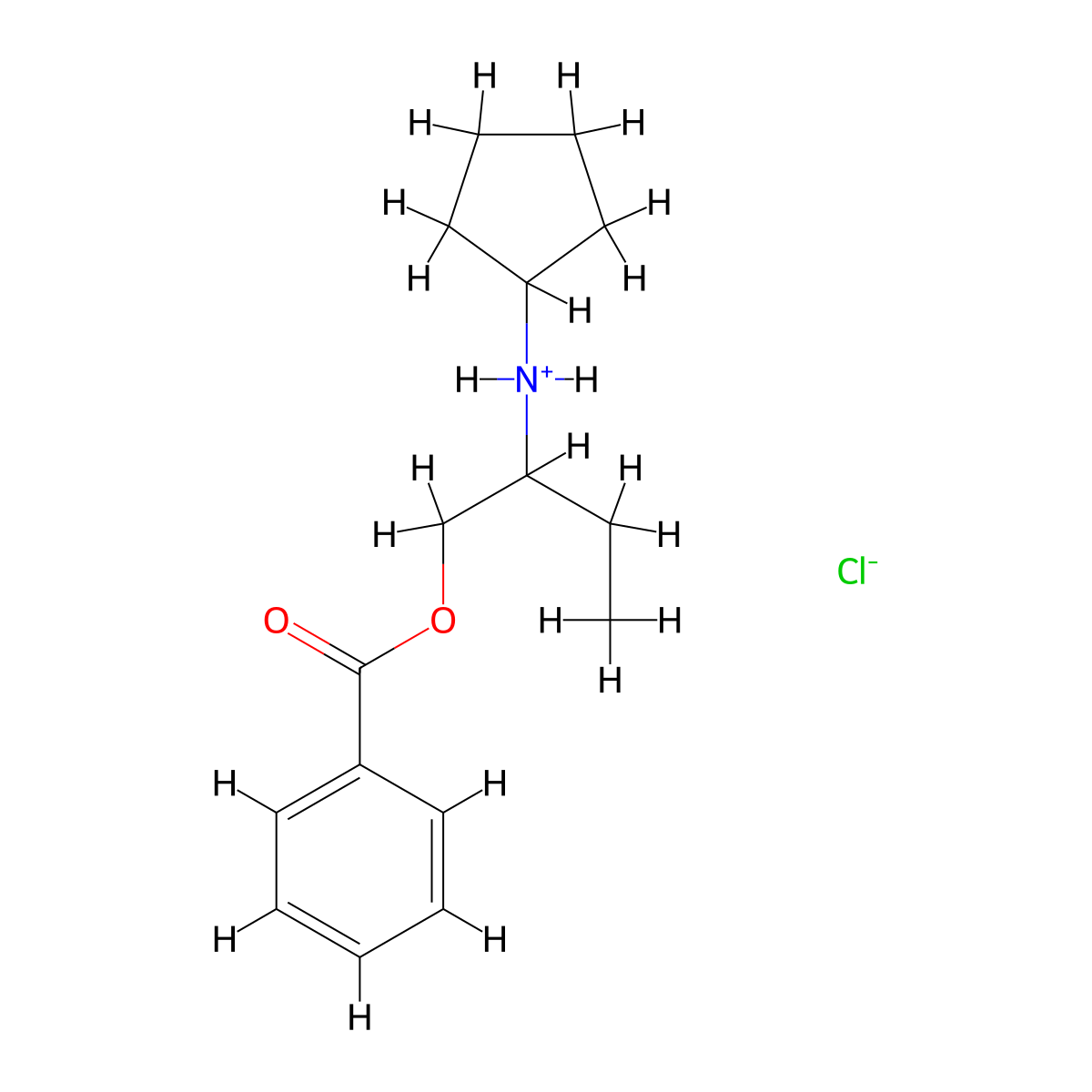 Benzoic acid, 2-(cyclopentylamino)butyl ester, hydrochloride molecular structure, CAS 67032-23-9