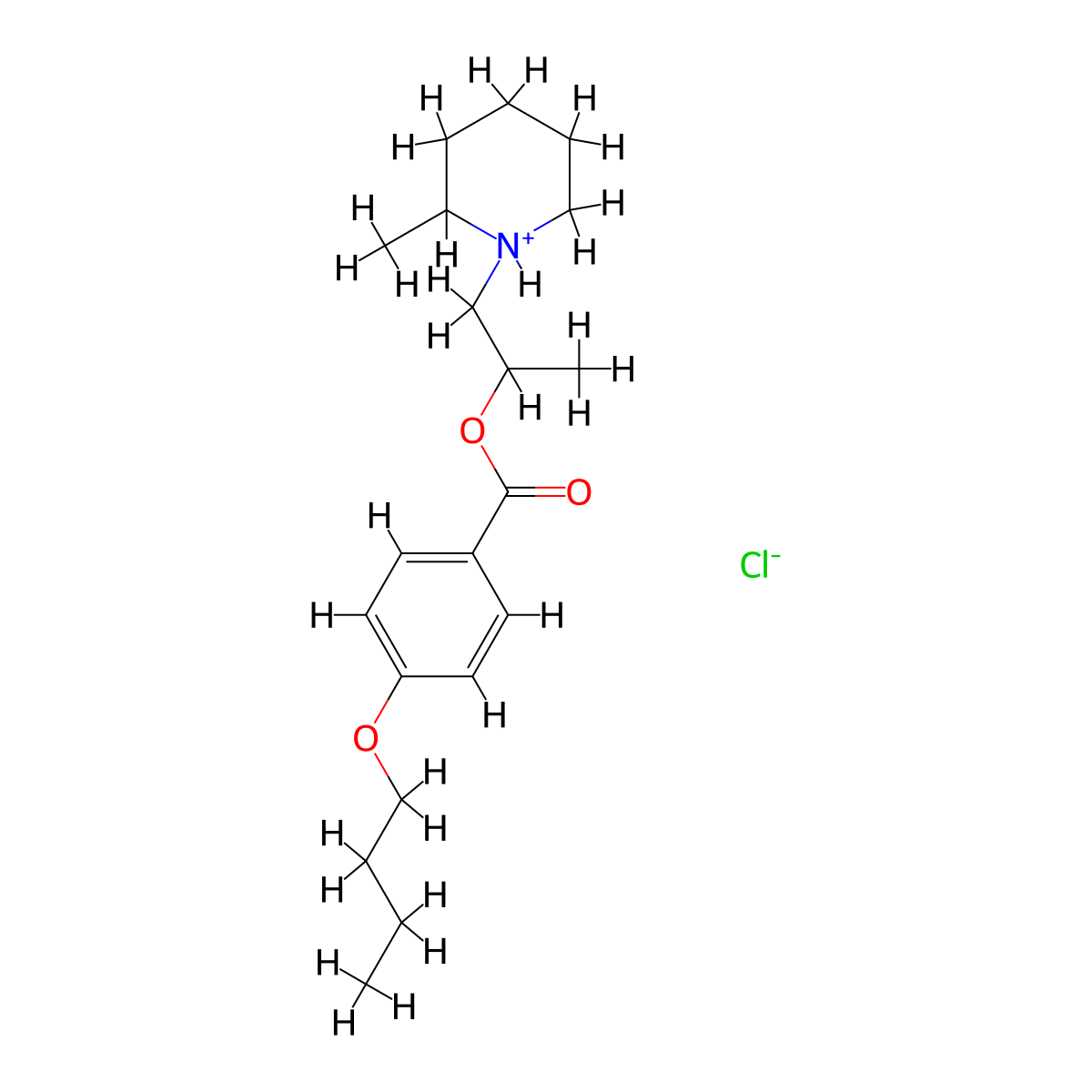 Benzoic acid, p-butoxy-, 1-methyl-2-(2-methylpiperidino)ethyl ester, hydrochloride molecular structure, CAS 67032-42-2