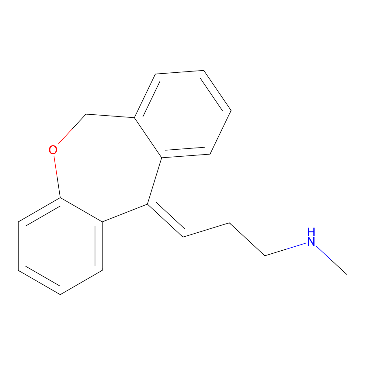 (3E)-3-Dibenz(b,e)oxepin-11(6H)-ylidene-N-methyl-1-propanamine molecular structure, CAS 67035-76-1