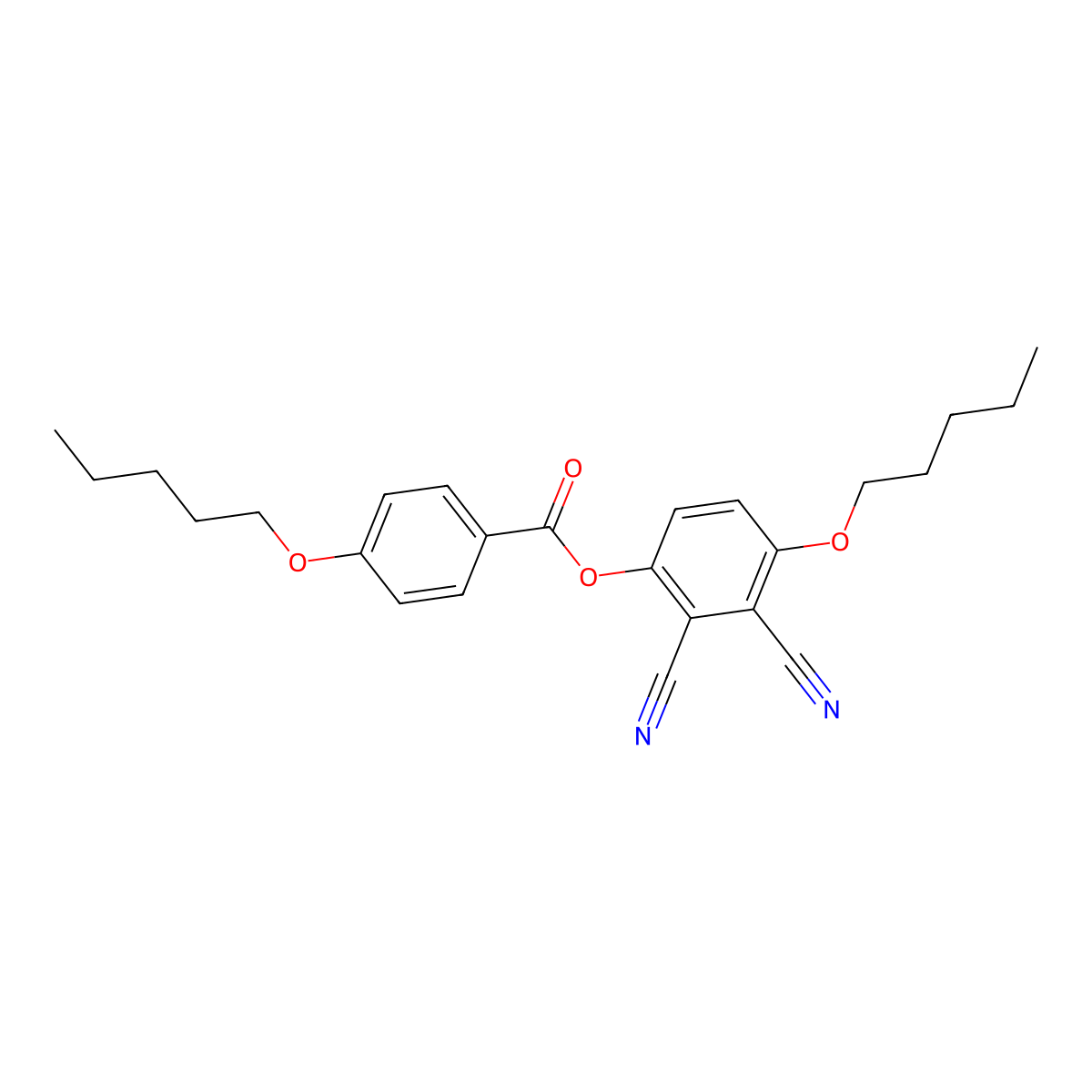 4-Pentyloxy-benzoic acid 2,3-dicyano-4-pentyloxy-phenyl ester molecular structure, CAS 67042-21-1