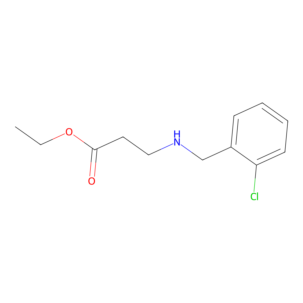 Ethyl 3-[(2-chlorobenzyl)amino]propanoate molecular structure, CAS 67044-01-3