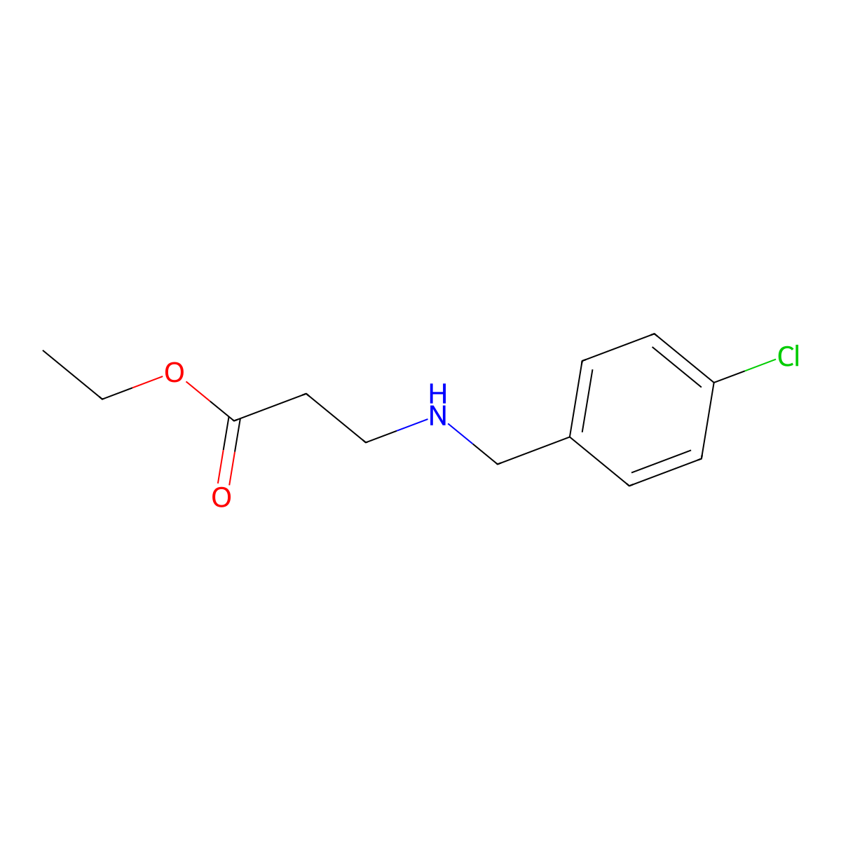 Ethyl 3-{[(4-chlorophenyl)methyl]amino}propanoate molecular structure, CAS 67044-03-5