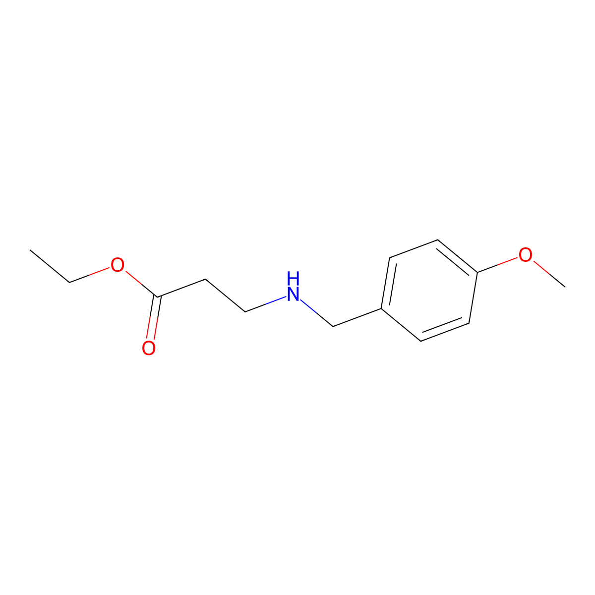 Ethyl 3-{[(4-methoxyphenyl)methyl]amino}propanoate molecular structure, CAS 67044-04-6