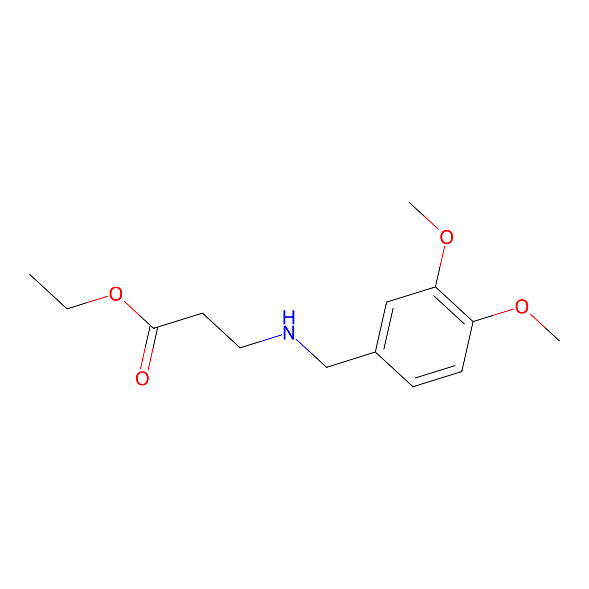ethyl N-(3,4-dimethoxybenzyl)-beta-alaninate molecular structure, CAS 67044-05-7