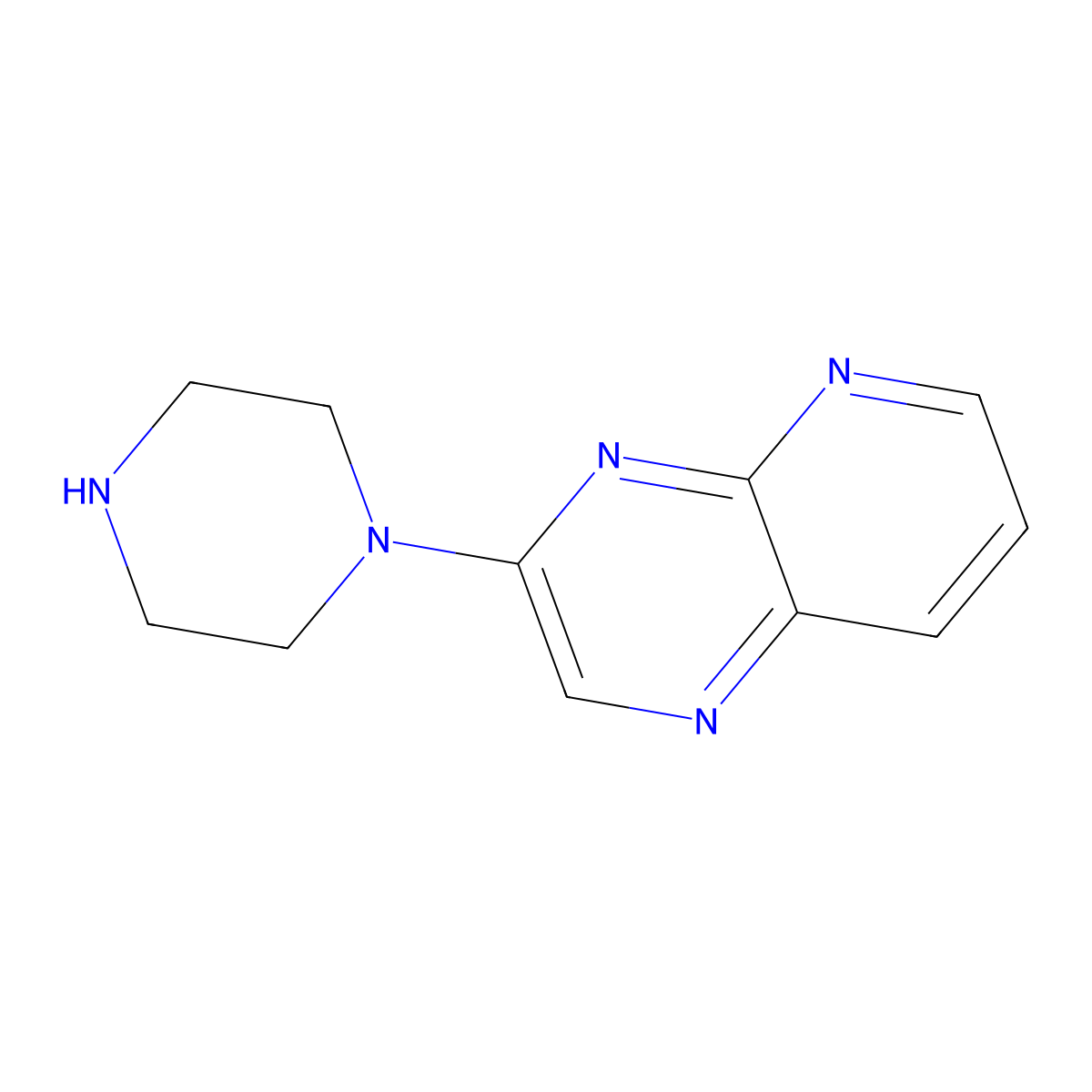 1-{Pyrido[2,3-b]pyrazin-3-yl}piperazine molecular structure, CAS 67046-52-0