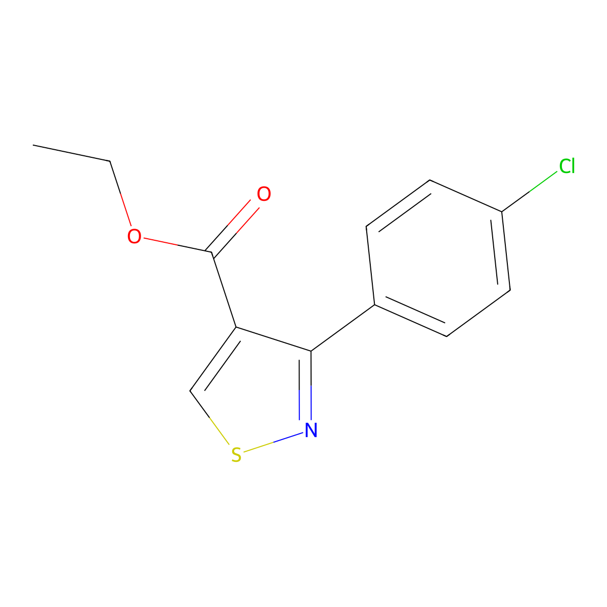 Ethyl 3-(4-chlorophenyl)-1,2-thiazole-4-carboxylate molecular structure, CAS 67048-37-7
