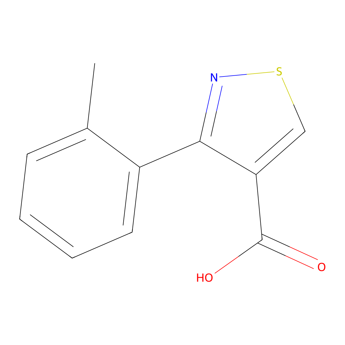 3-(2-Methylphenyl)-1,2-thiazole-4-carboxylic acid molecular structure, CAS 67048-49-1