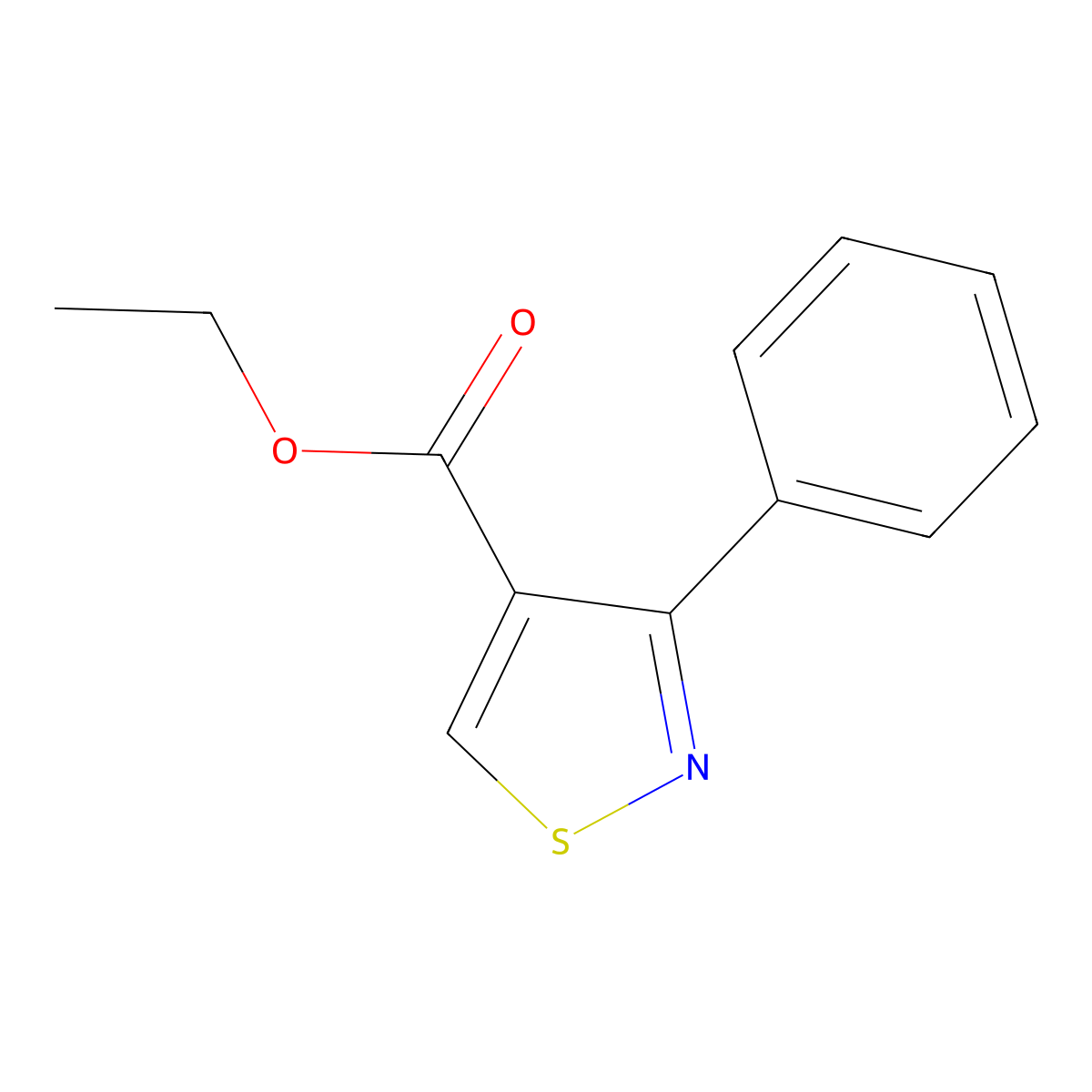 Ethyl 3-phenyl-1,2-thiazole-4-carboxylate molecular structure, CAS 67049-00-7