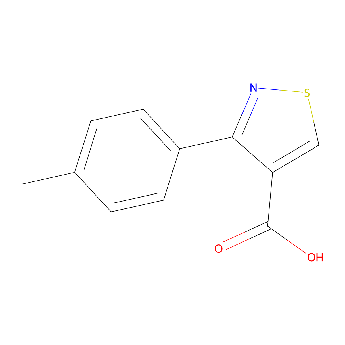 3-(p-Tolyl)-4-isothiazolecarboxylic acid molecular structure, CAS 67049-13-2
