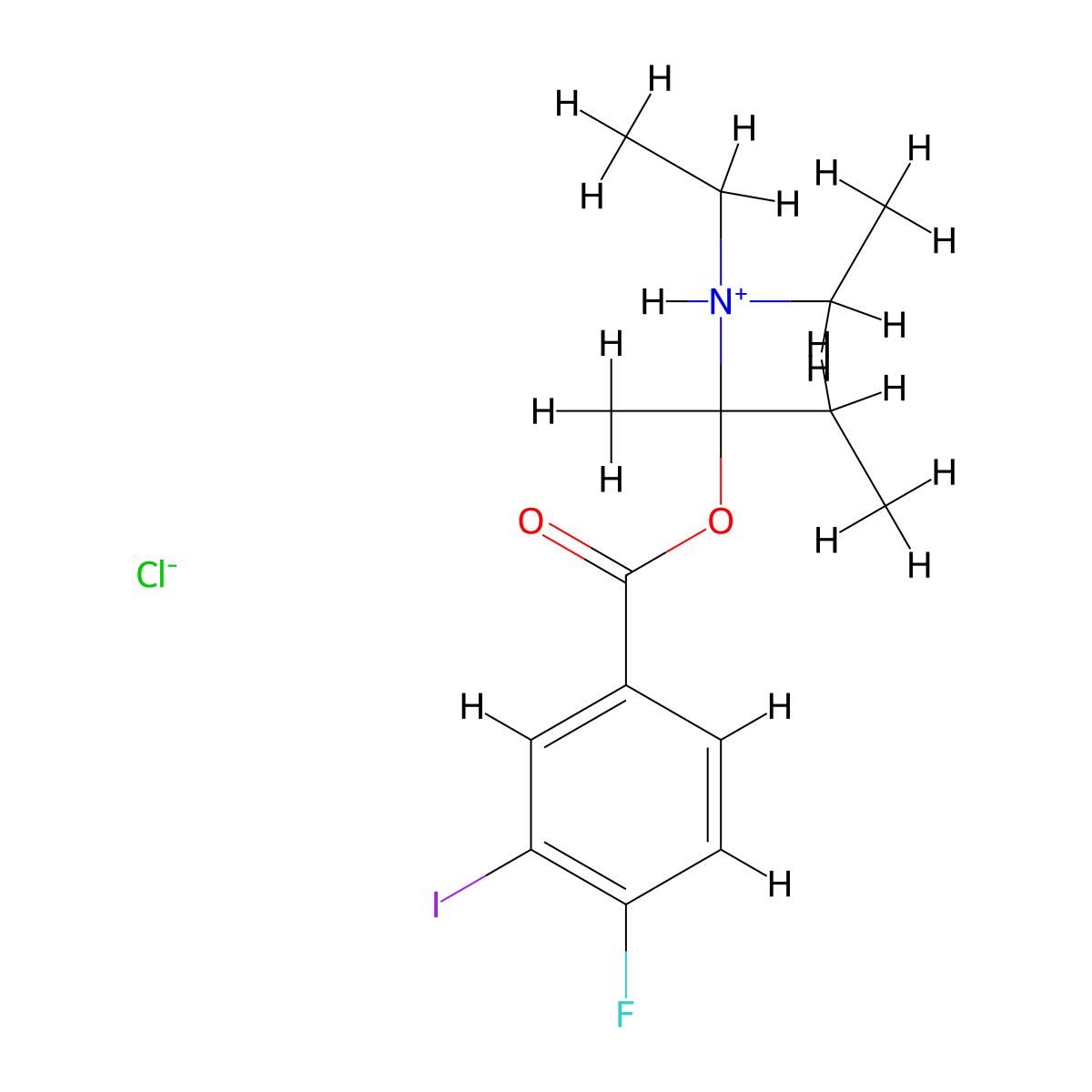 2-(Diethylamino)butan-2-yl 4-fluoro-3-iodobenzoate--hydrogen chloride (1/1) molecular structure, CAS 67049-47-2