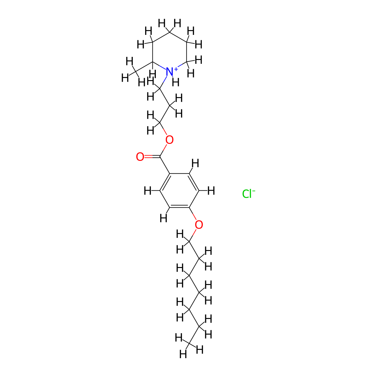 3-(2-Methylpiperidin-1-yl)propyl 4-(heptyloxy)benzoate--hydrogen chloride (1/1) molecular structure, CAS 67049-48-3
