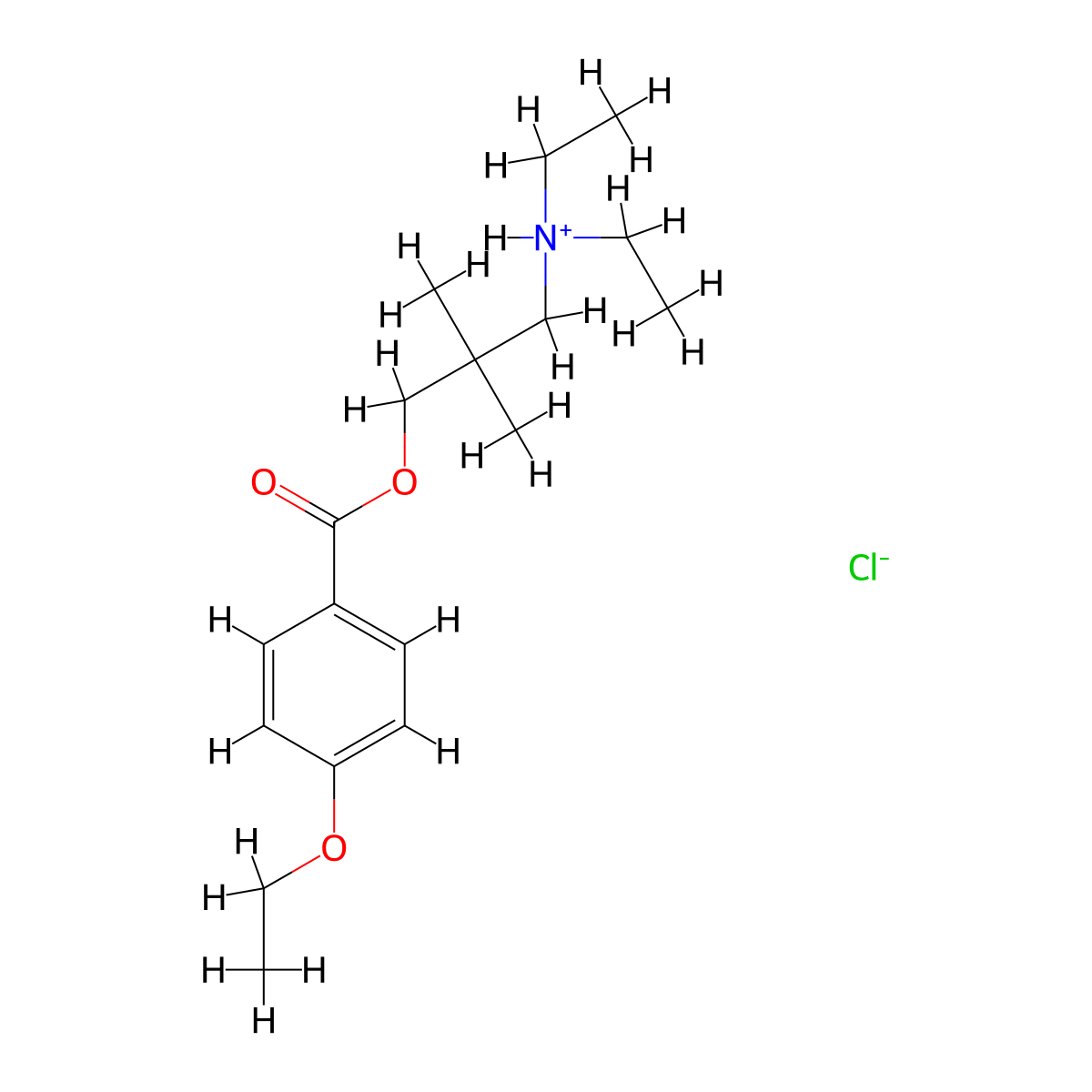 3-(Diethylamino)-2,2-dimethylpropyl 4-ethoxybenzoate--hydrogen chloride (1/1) molecular structure, CAS 67049-62-1