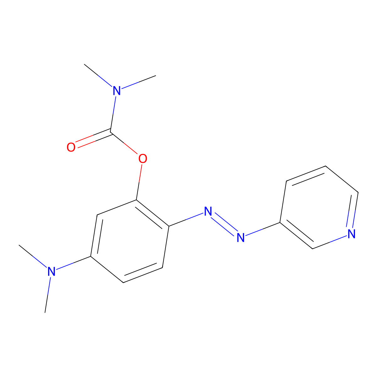 Dimethylcarbamic acid 5-(dimethylamino)-2-(3-pyridylazo)phenyl ester molecular structure, CAS 67049-86-9
