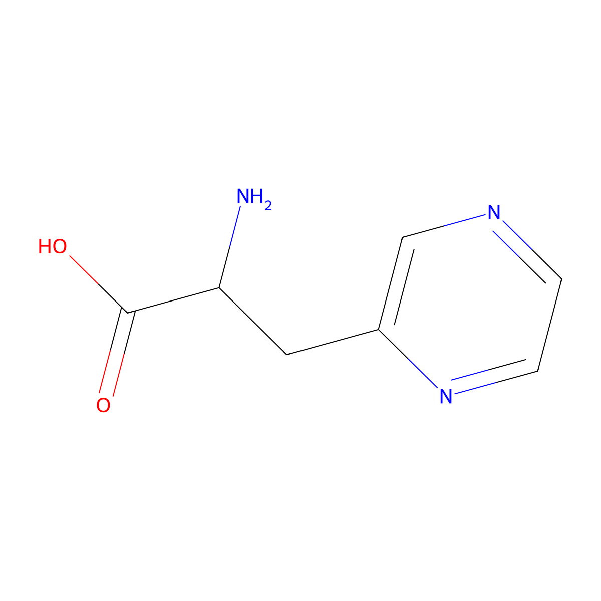 2-Amino-3-(pyrazin-2-yl)propanoic acid molecular structure, CAS 6705-28-8