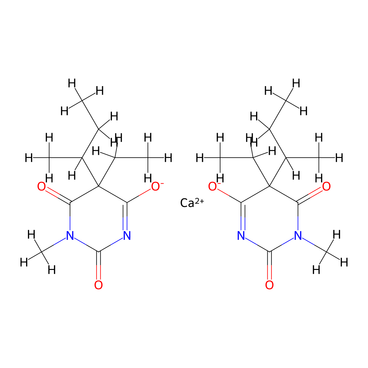 barbituric acid, 5-sec-butyl-5-ethyl-1-methyl-, calcium salt molecular structure, CAS 67050-27-5