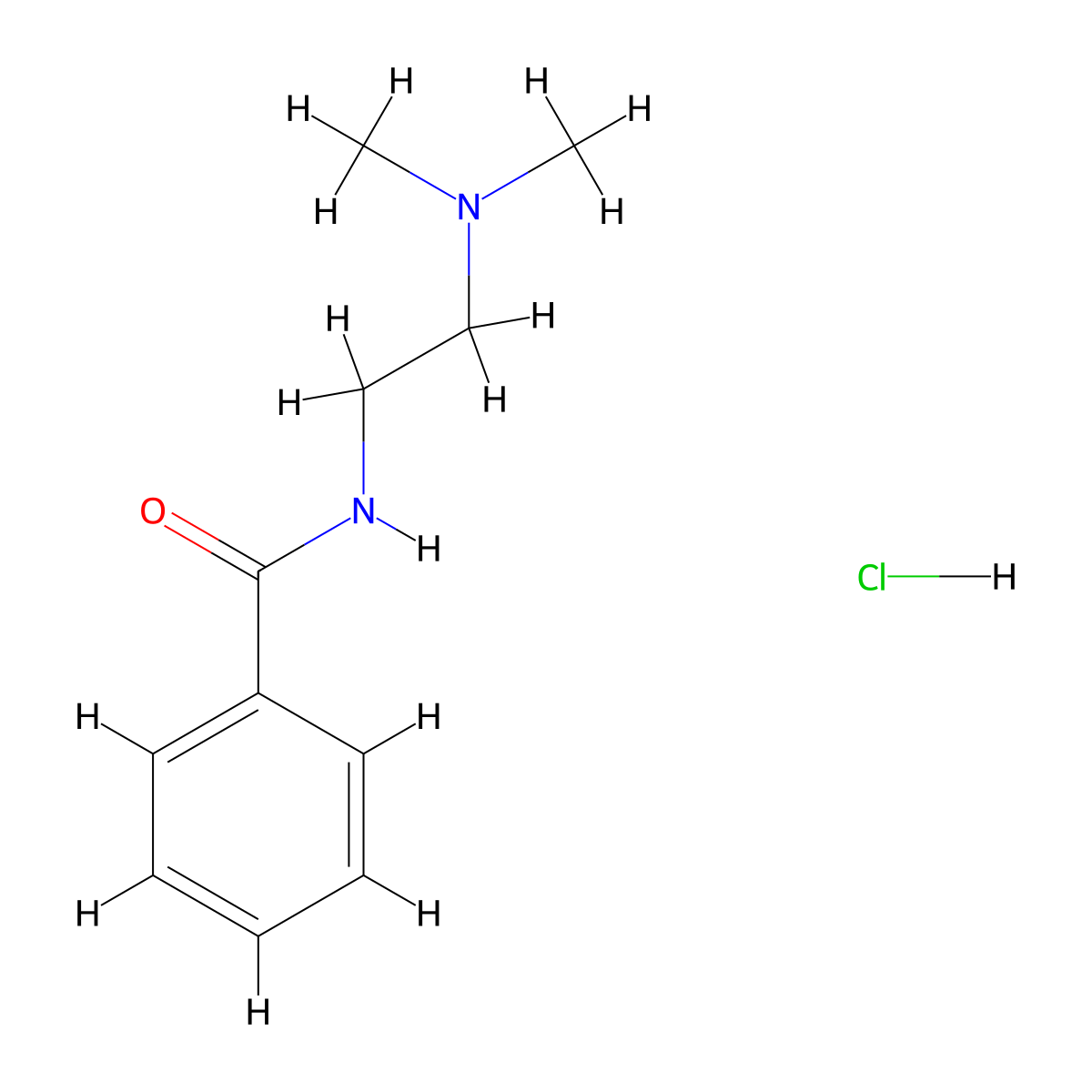 N-(2-(Dimethylamino)ethyl)benzamide monohydrochloride molecular structure, CAS 67057-79-8