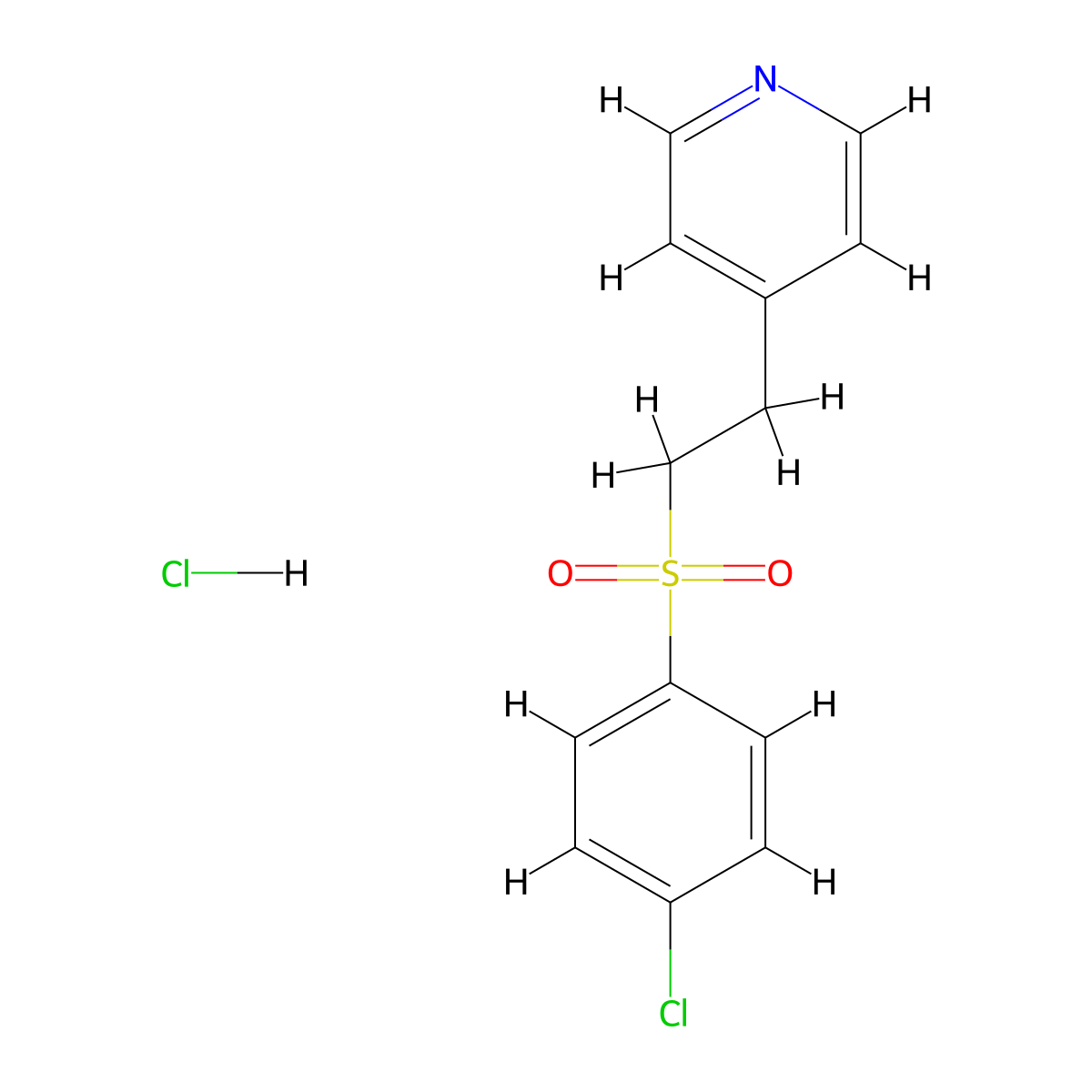 Pyridine, 4-(2-(4-chlorophenylsulfonyl)ethyl)-, hydrochloride molecular structure, CAS 67057-83-4
