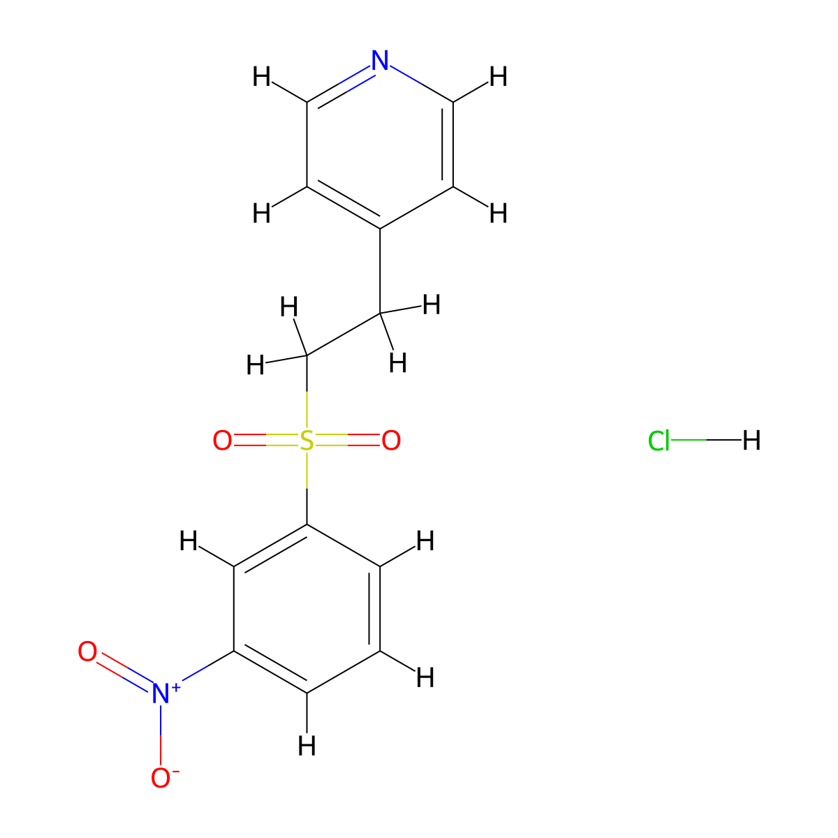 Pyridine, 4-(2-(3-nitrophenylsulfonyl)ethyl)-, hydrochloride molecular structure, CAS 67057-86-7
