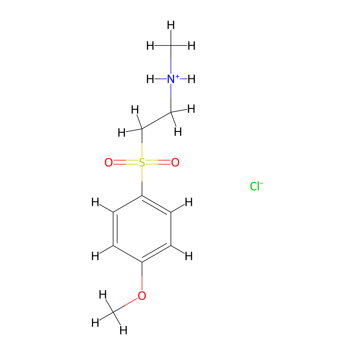 Ethylamine, 2-(4-methoxyphenylsulfonyl)-N-methyl-, hydrochloride molecular structure, CAS 67057-91-4