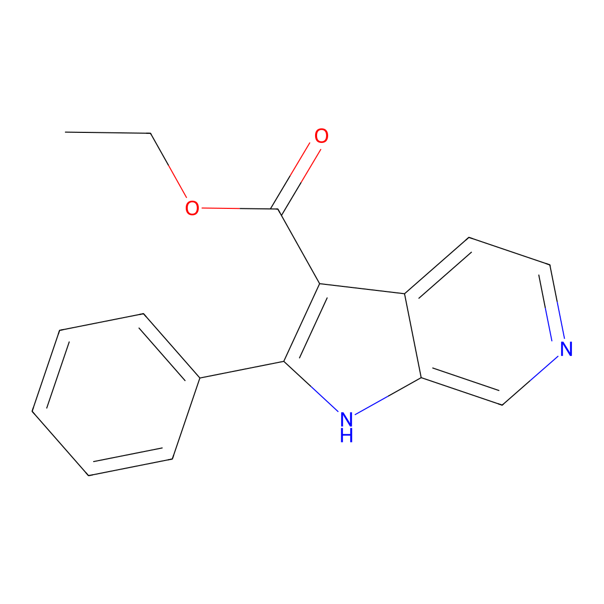 Ethyl 2-phenyl-1H-pyrrolo(2,3-c)pyridine-3-carboxylate molecular structure, CAS 67058-68-8