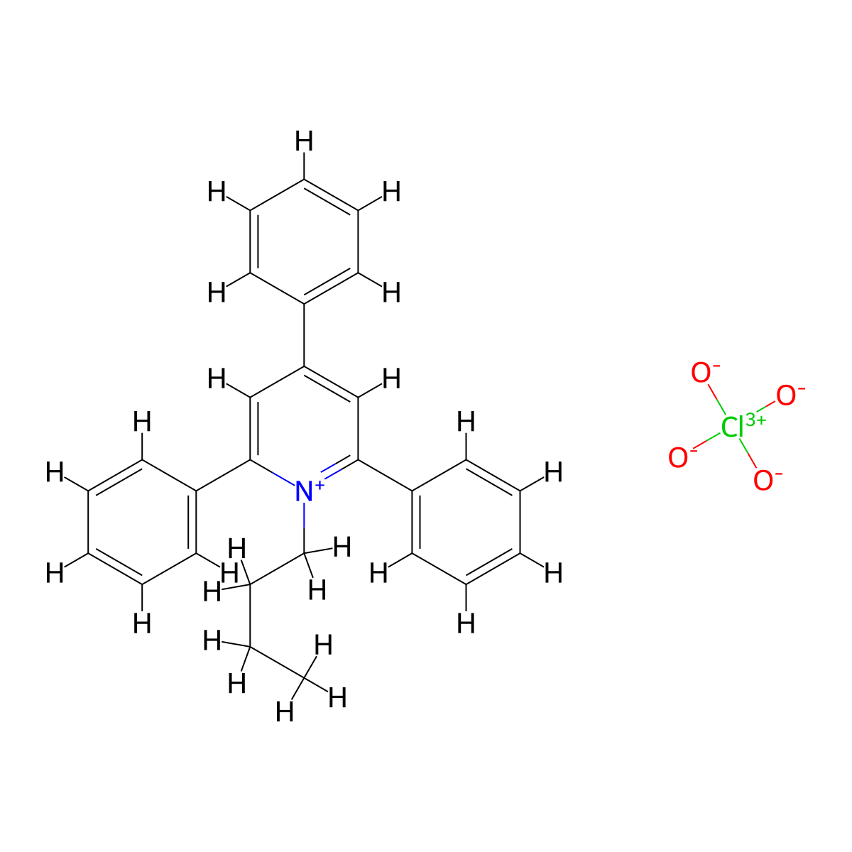 1-Butyl-2,4,6-triphenylpyridin-1-ium perchlorate molecular structure, CAS 67066-34-6
