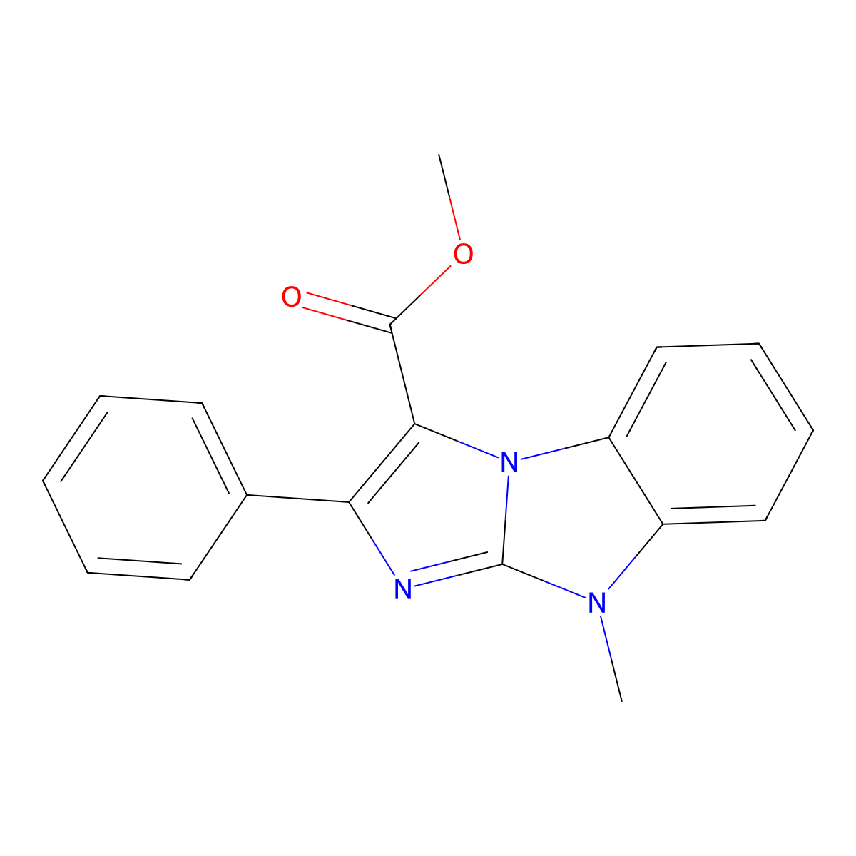 methyl 9-methyl-2-phenyl-9H-imidazo[1,2-a]benzimidazole-3-carboxylate molecular structure, CAS 67073-18-1