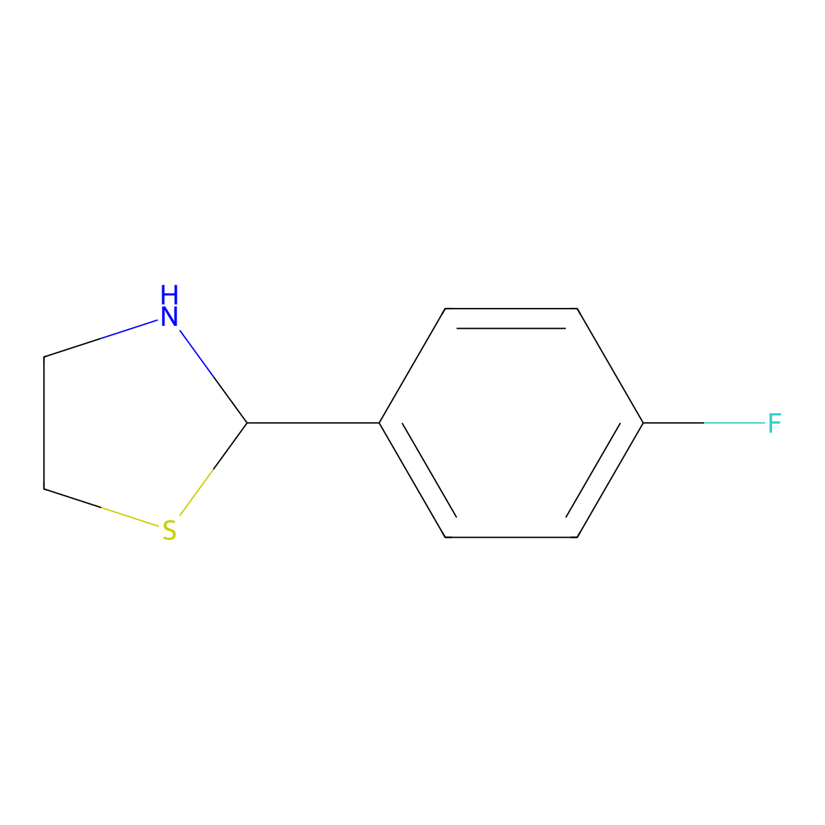 Thiazolidine, 2-(p-fluorophenyl)- molecular structure, CAS 67086-80-0