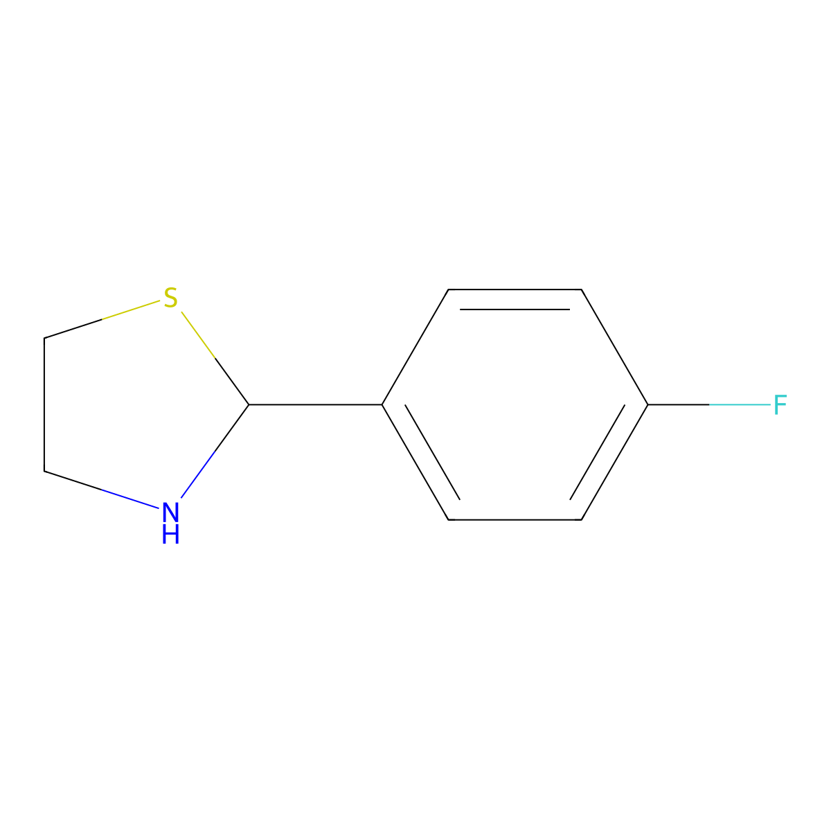 Thiazolidine, 2-(p-fluorophenyl)- molecular structure, CAS 67086-80-0