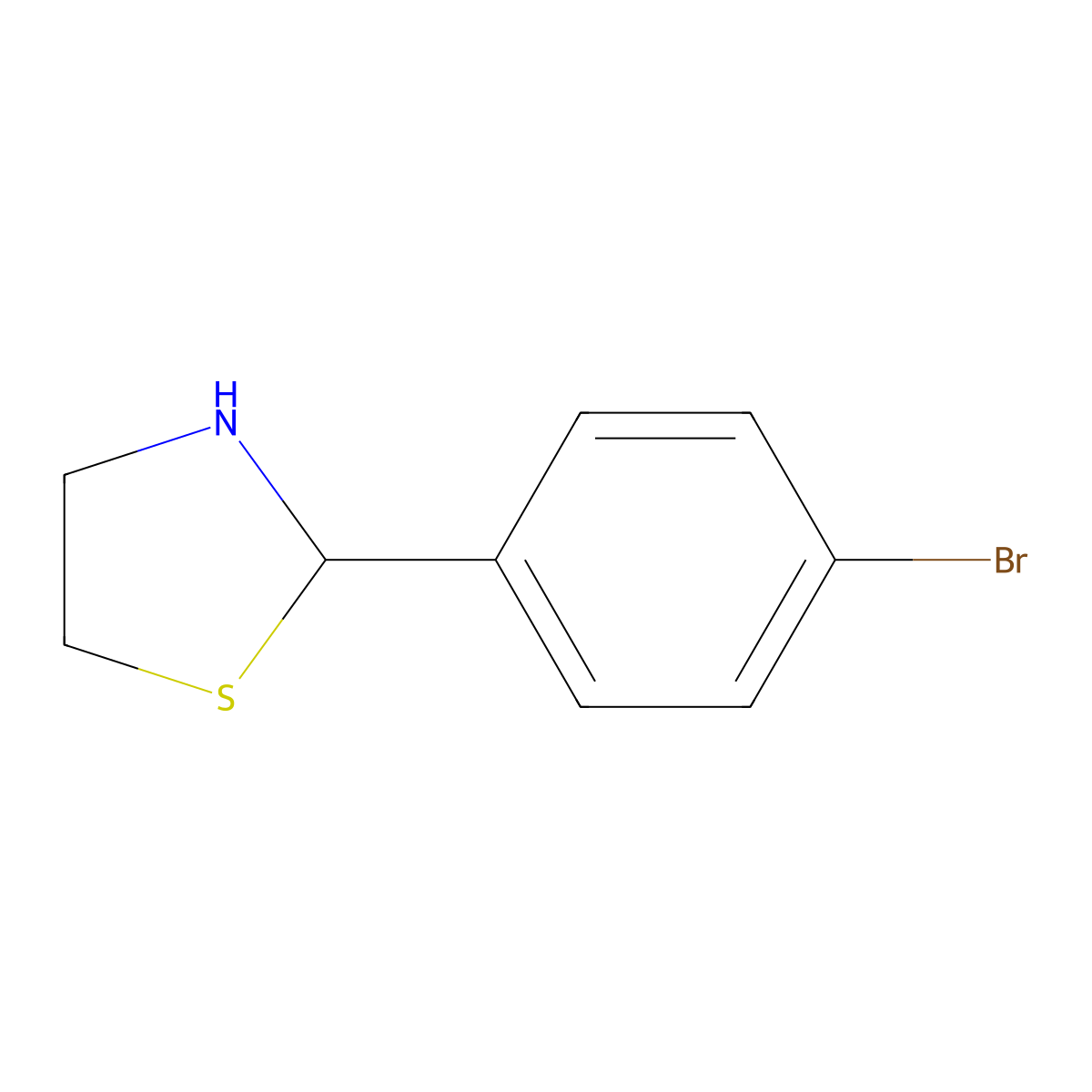 2-(p-Bromophenyl)thiazolidine molecular structure, CAS 67086-81-1