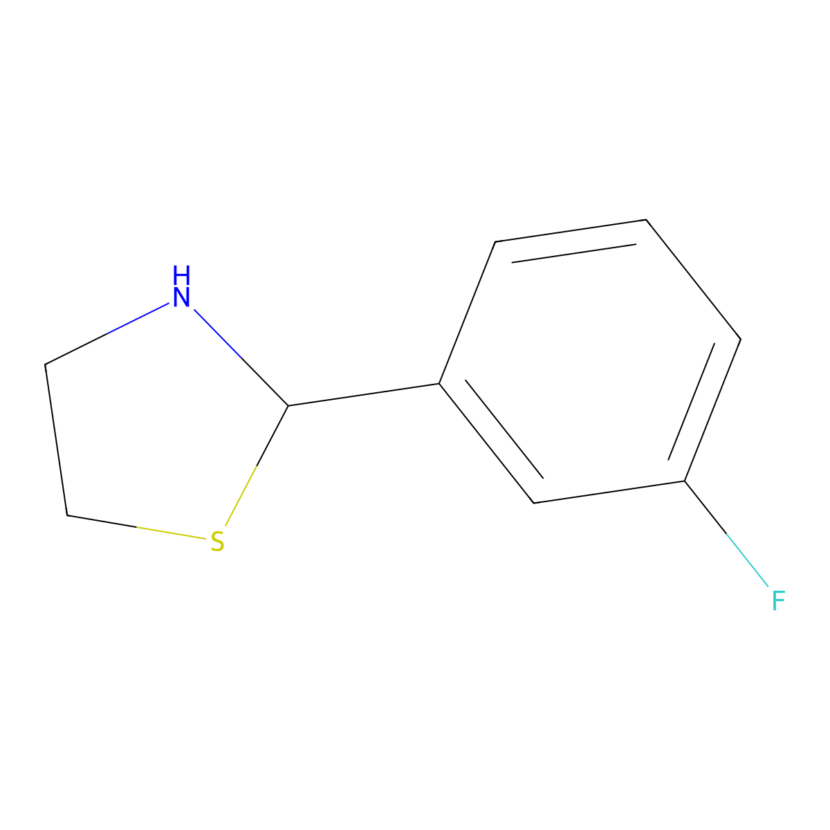 Thiazolidine, 2-(m-fluorophenyl)- molecular structure, CAS 67086-83-3