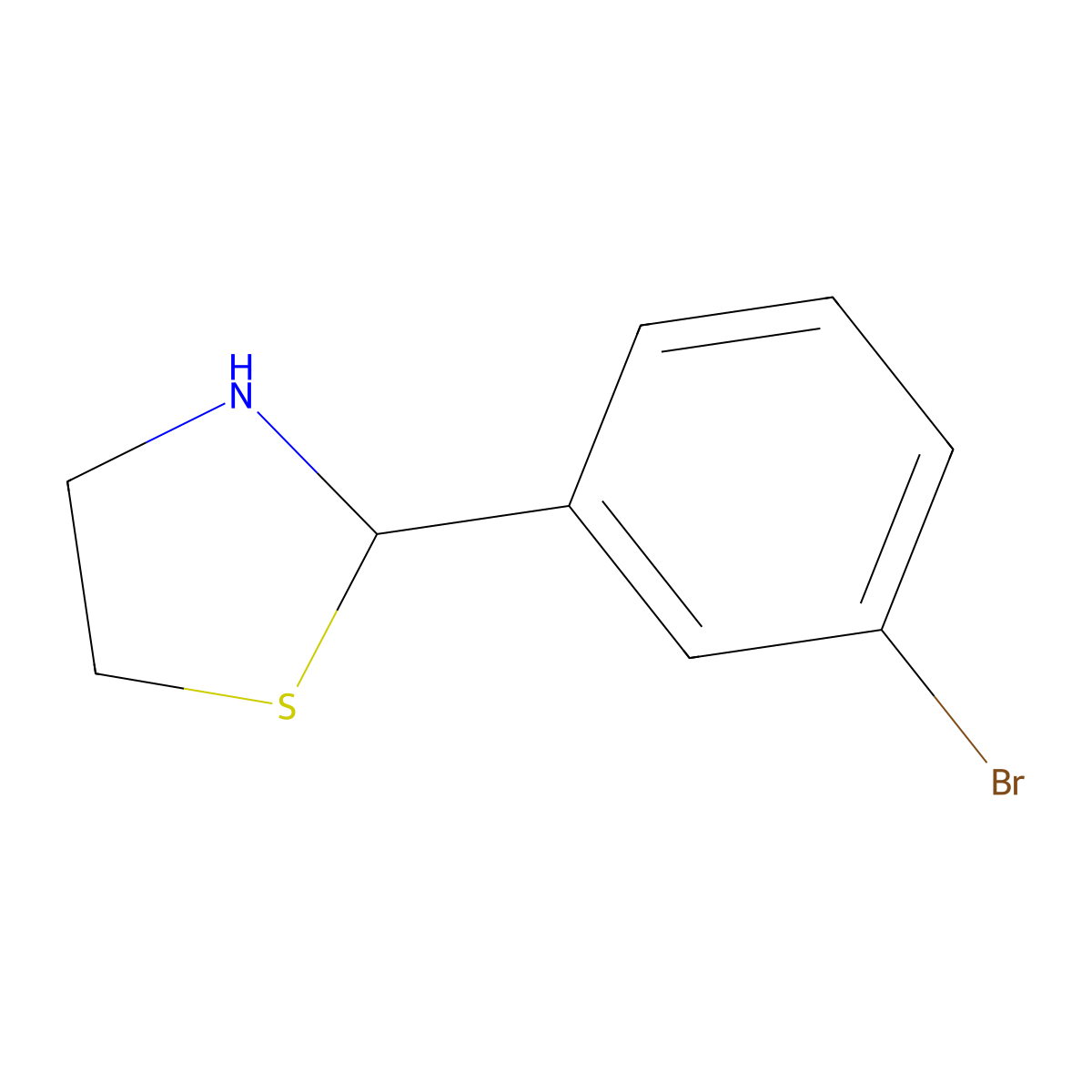 2-(3-Bromophenyl)thiazolidine molecular structure, CAS 67086-84-4