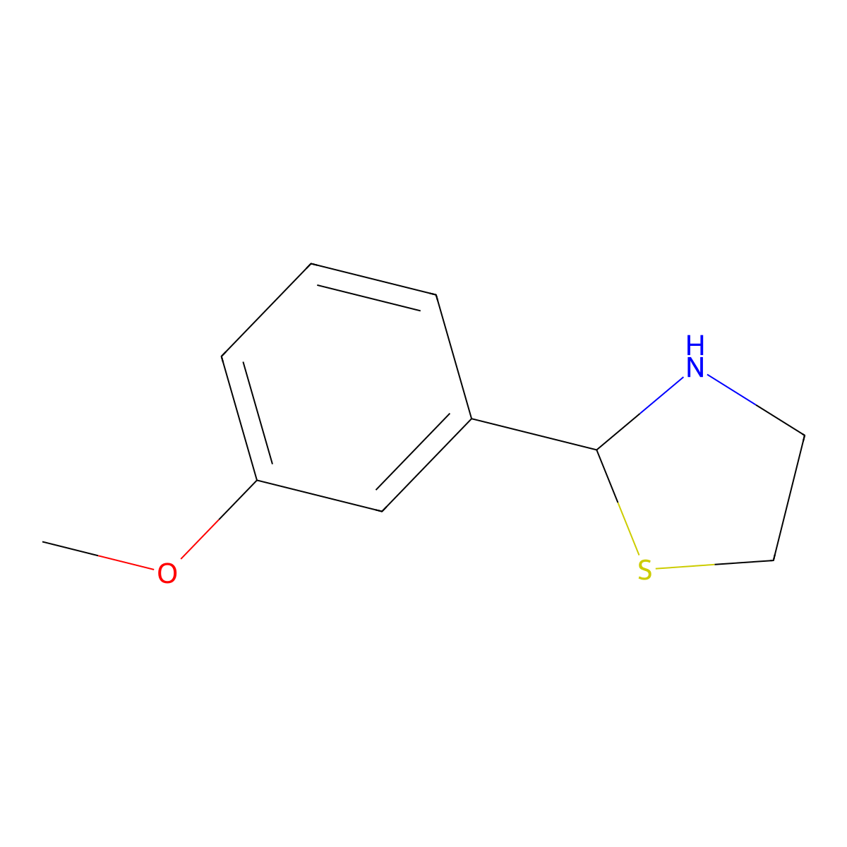 Thiazolidine, 2-(3-methoxyphenyl)- molecular structure, CAS 67086-85-5