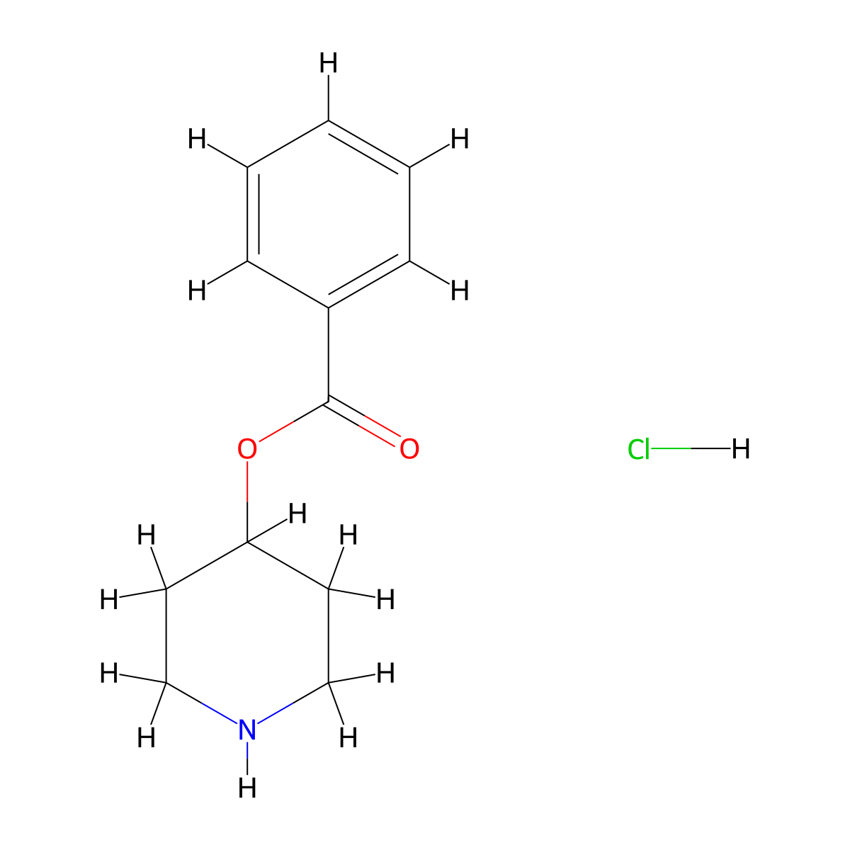 4-Piperidinyl benzoate hydrochloride molecular structure, CAS 67098-29-7