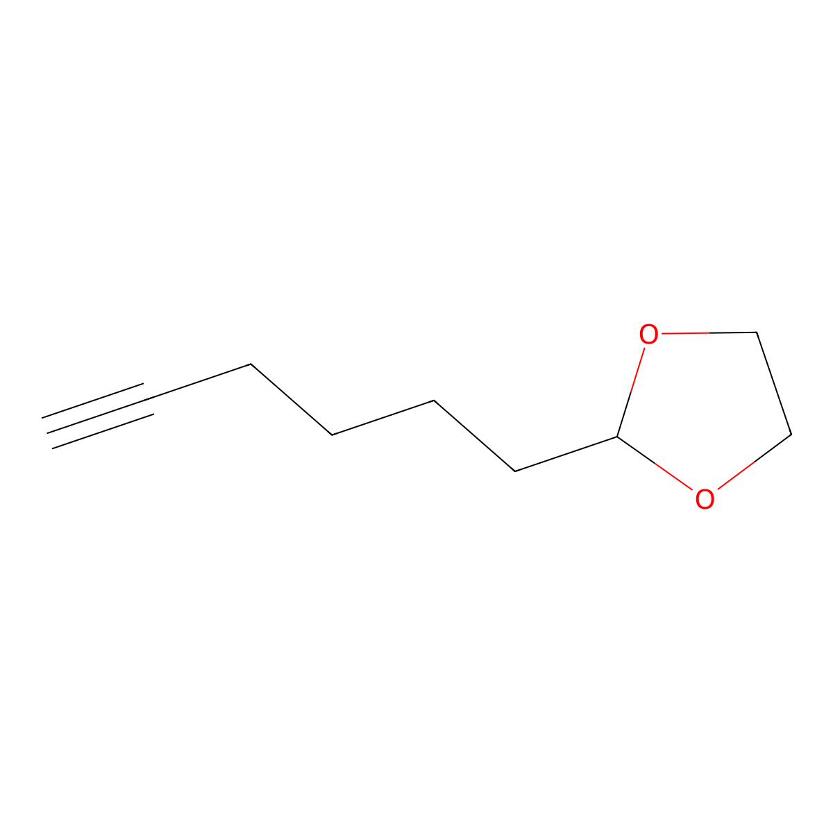 Heptan-1-yne-7-one ethylene ketal molecular structure, CAS 67100-12-3