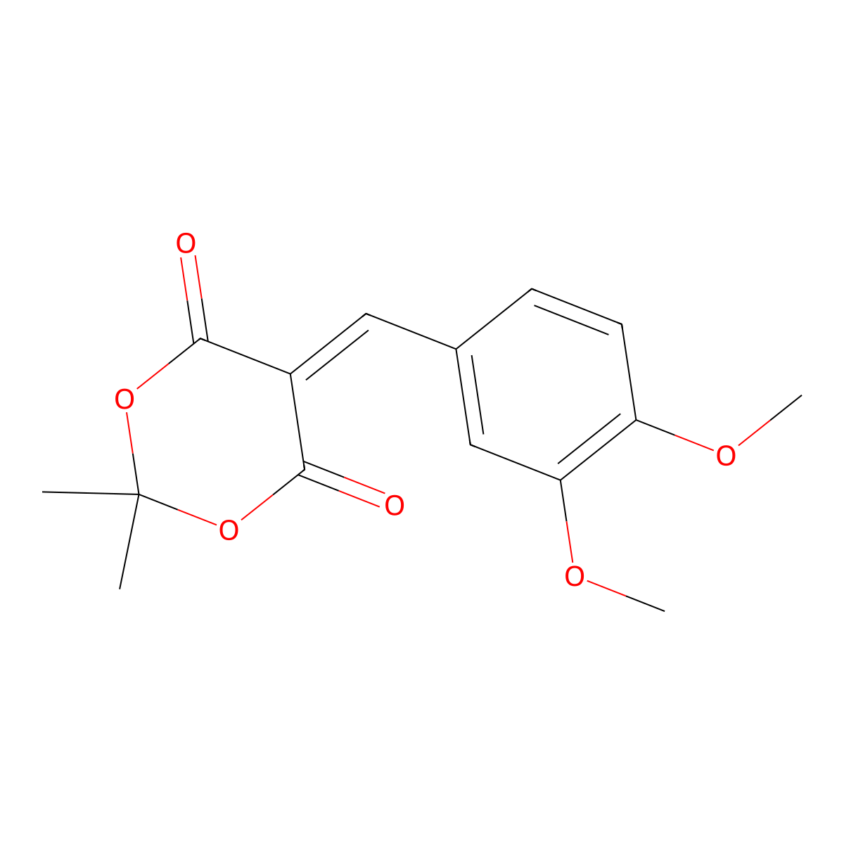 5-(3,4-Dimethoxybenzylidene)-2,2-dimethyl-1,3-dioxane-4,6-dione molecular structure, CAS 67101-91-1
