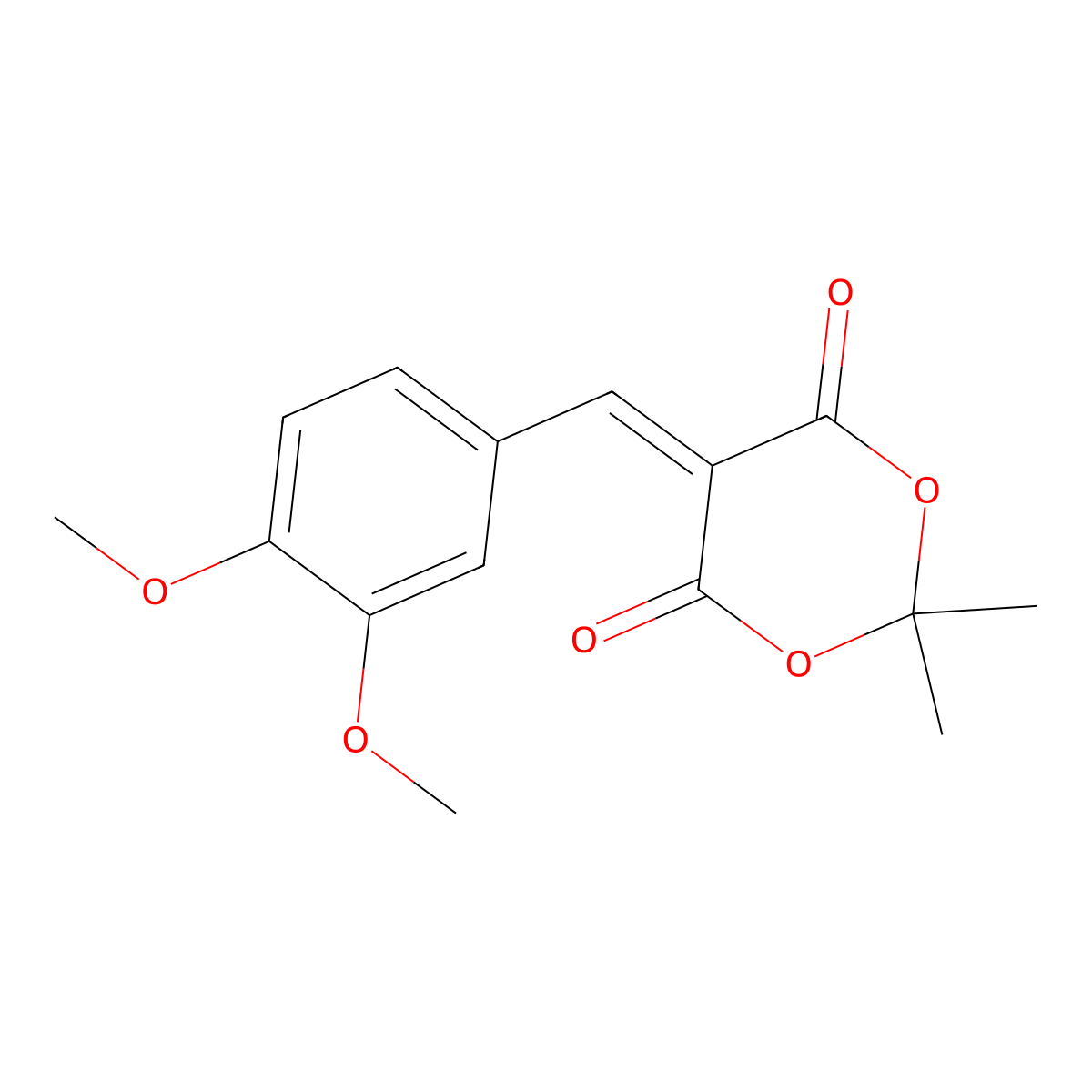 5-(3,4-Dimethoxybenzylidene)-2,2-dimethyl-1,3-dioxane-4,6-dione molecular structure, CAS 67101-91-1