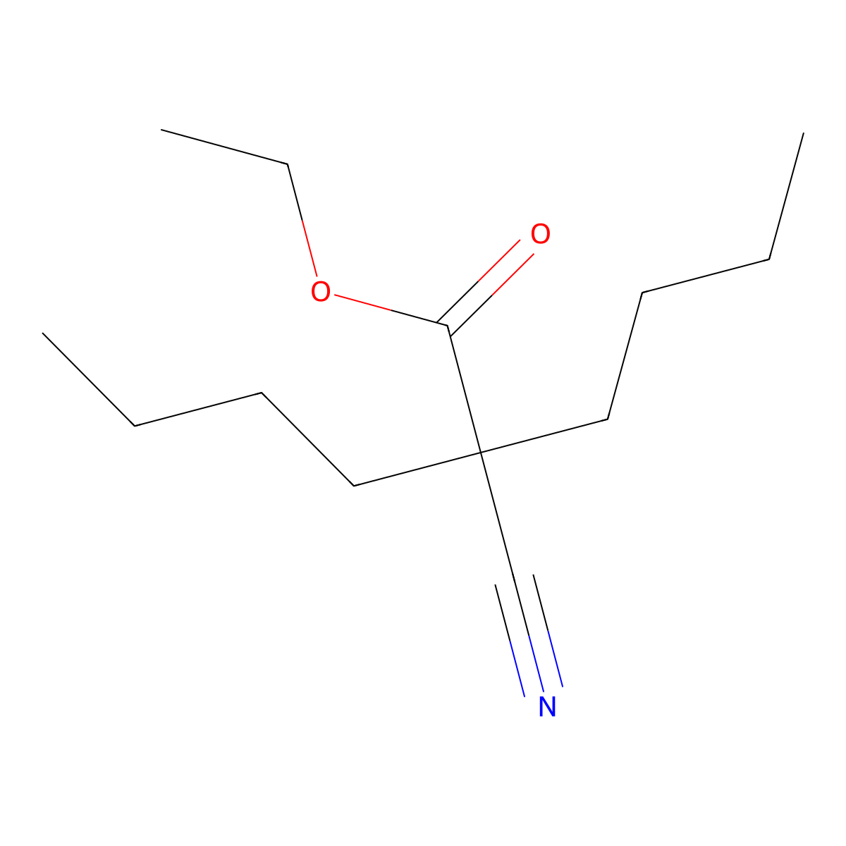 Ethyl 2-butyl-2-cyanohexanoate molecular structure, CAS 67105-41-3