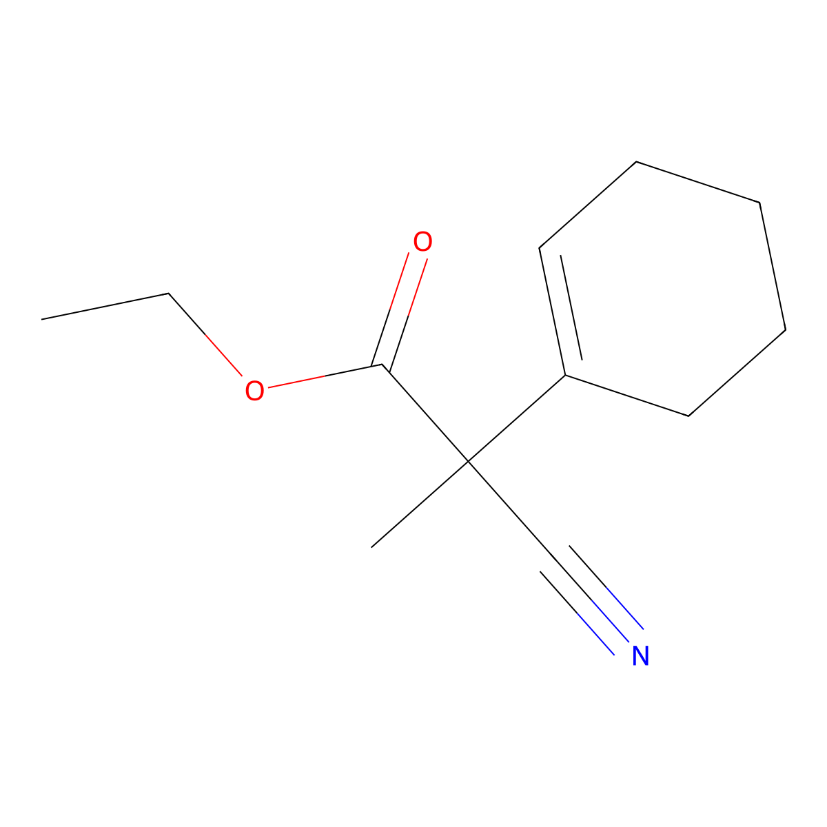Ethyl alpha-cyano-alpha-methyl-1-cyclohexene-1-acetate molecular structure, CAS 67105-42-4