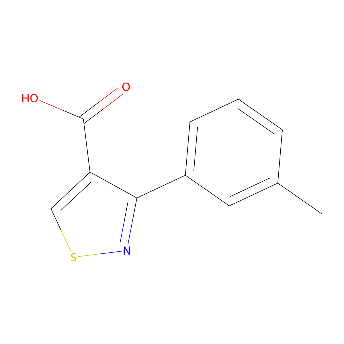3-(3-Methylphenyl)-1,2-thiazole-4-carboxylic acid molecular structure, CAS 67113-93-3