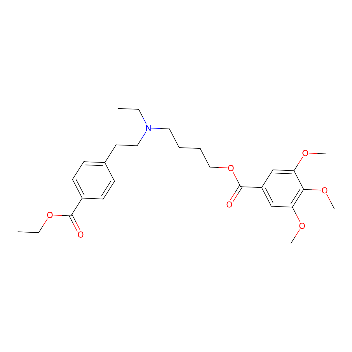 Benzoic acid, 4-(2-(N-ethyl-N-(4-hydroxybutyl)amino)ethyl)-, ethyl ester, 3,4,5-trimethoxybenzoate (ester) molecular structure, CAS 67114-23-2