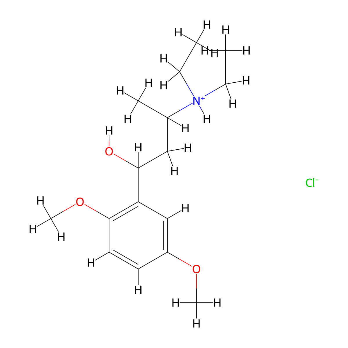 3-(Diethylamino)-1-(2,5-dimethoxyphenyl)butan-1-ol--hydrogen chloride (1/1) molecular structure, CAS 67114-83-4