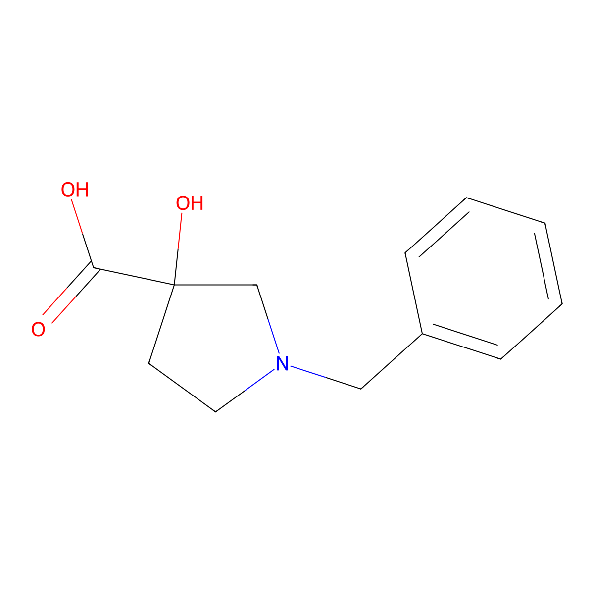 1-Benzyl-3-hydroxypyrrolidine-3-carboxylic acid molecular structure, CAS 67117-22-0